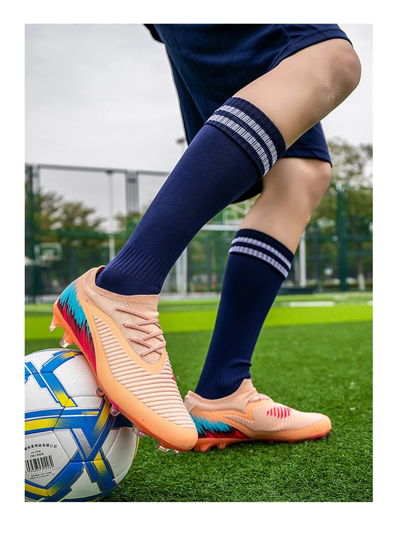 New Men's Football Boots Shoes Match Training Soccer Shoes Non-Slip Cleats Long Spikes FG Ultralight Outdoor Sneakers Drop Shipping