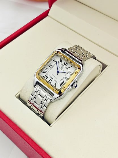 Luxury Square Watch for Men, Calendar Display, Stainless Steel Strap, High-End Luxury Small Square Men's Watch, Stylish Business Casual Versatile Trendy Men's Wristwatch, the Best Gift for Him