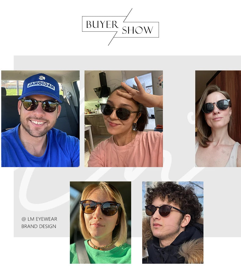 LM Retro runde solbriller til kvinder og mænd, ultralette TR90, polariserede, unisex, kørselsbriller, vintage solbriller, UV400, Gafas De Sol