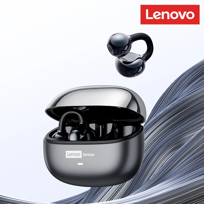 Auscultadores Bluetooth sem fios Lenovo LE302 6.0 com longa autonomia, auriculares desportivos com clip de orelha, som estéreo HIFI e cancelamento de ruído
