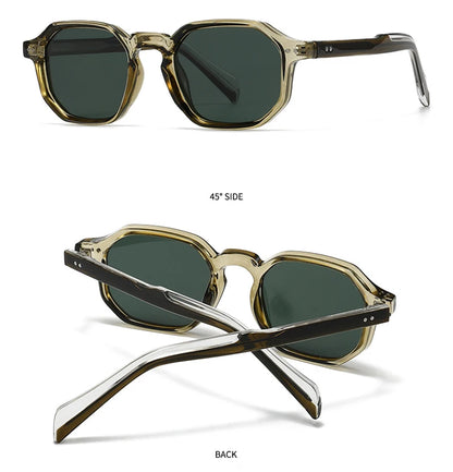 SHAUNA New Polygon Square Men Polarized Sunglasses Retro Rivets Women Blue Green Shades UV400