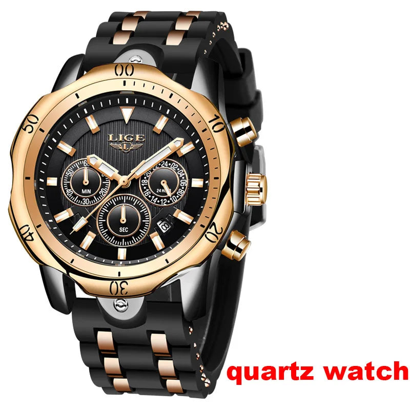 LIGE men’s automatic mechanical wristwatches – High-end luxury watch with a tourbillon, an elegant and water-resistant model, ideal for work or formal occasions.