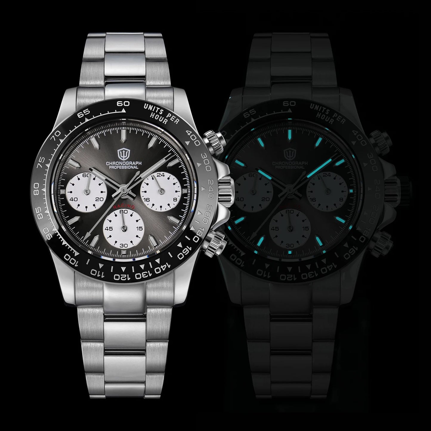 Watchdives WD16500 V2 Men Watch VK63 Quartz Movement Chronograph Wristwatch Stainless Steel Sapphire Crystal Luminous Watches