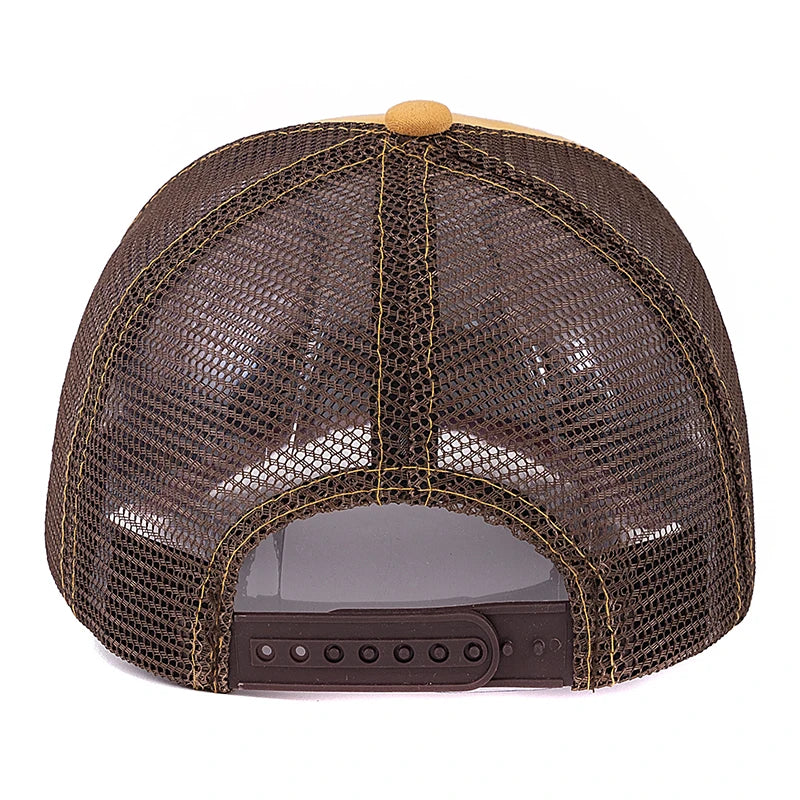 Gorra de malla unisex con parche con diseño de león, de ante, para mujer y hombre, gorra de béisbol de verano con motivos animales, gorra de camionero de moda