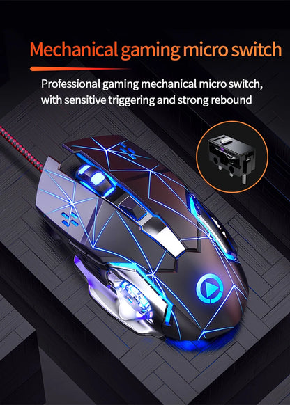 USB-Gaming-Maus mit Kabel, 6 Tasten, Hintergrundbeleuchtung, ergonomische Maus, einstellbare DPI, optische Maus für PC-Gamer, Computer und Desktop