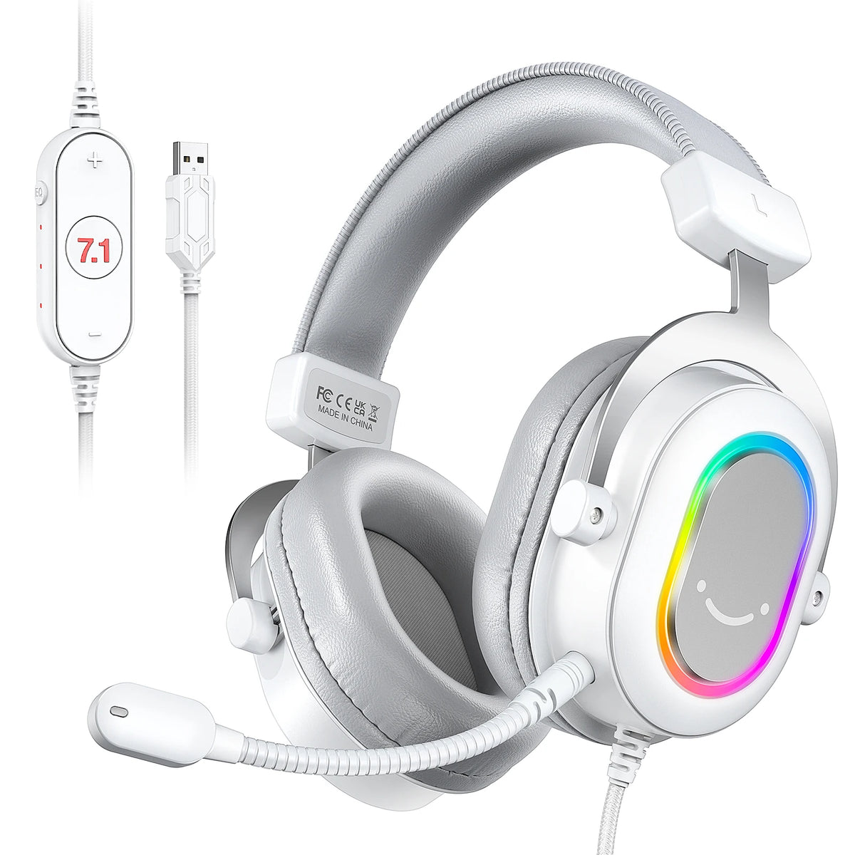 Casque de jeu USB FIFINE avec son Surround 7.1/contrôle de ligne/mode 3EQ, casque RVB avec micro, Plug and Play, pour PC/PS5 -H6