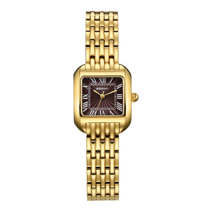 BERNY Gold Watch for Women Luxury Brand Square Ladies Quartz Watches New In Top Quality Fashion Elegant Business S/S Wristwatch