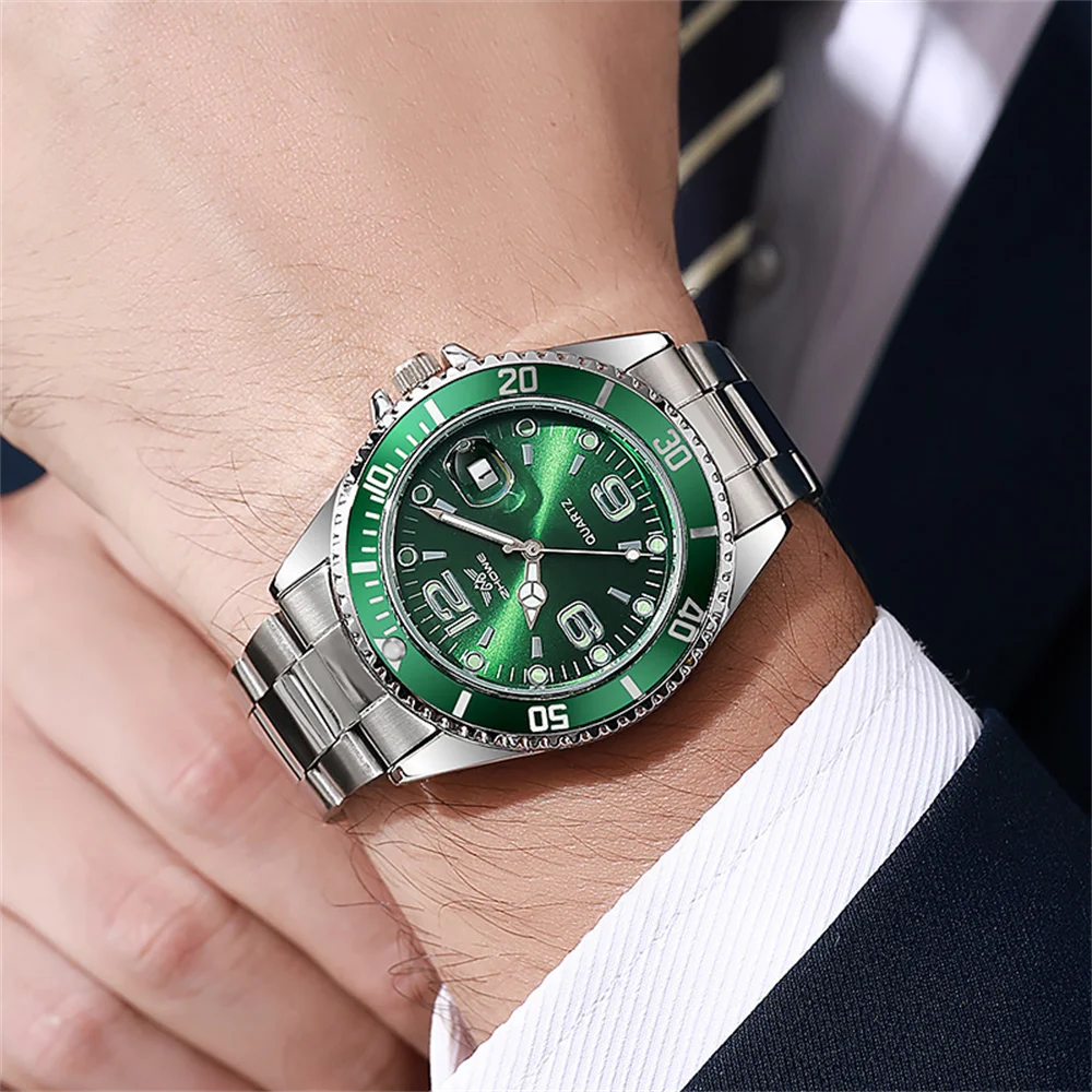 Luxury stainless steel men’s watches – Quartz watch with date display, professional and sporty style, on-trend
