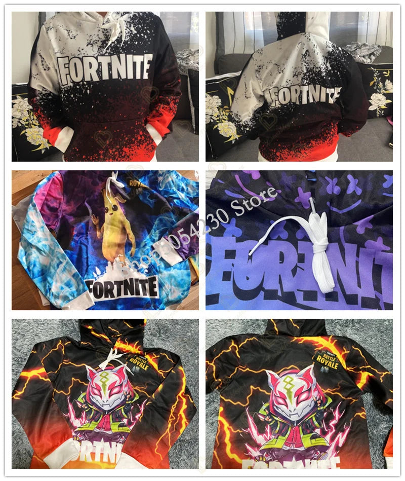 Mikina s kapucí Fortnite s 3D potiskem, plus size, mikina s kapucí / tričko pro děti, módní streetwearová mikina, ležérní bunda