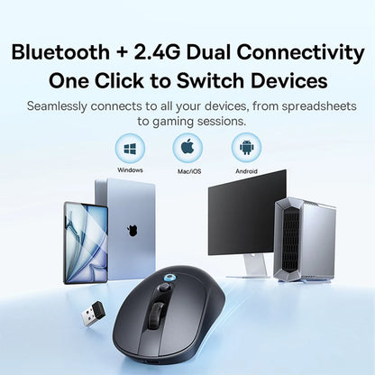 Baseus EM2 Ergonomic Wireless Mouse Bluetooth 5.3 Rechargeable Silent Mouse, Ultra-Light Bluetooth & 2.4G Wireless Mouse with Customizable Buttons, 4000 DPI Type-C Charging