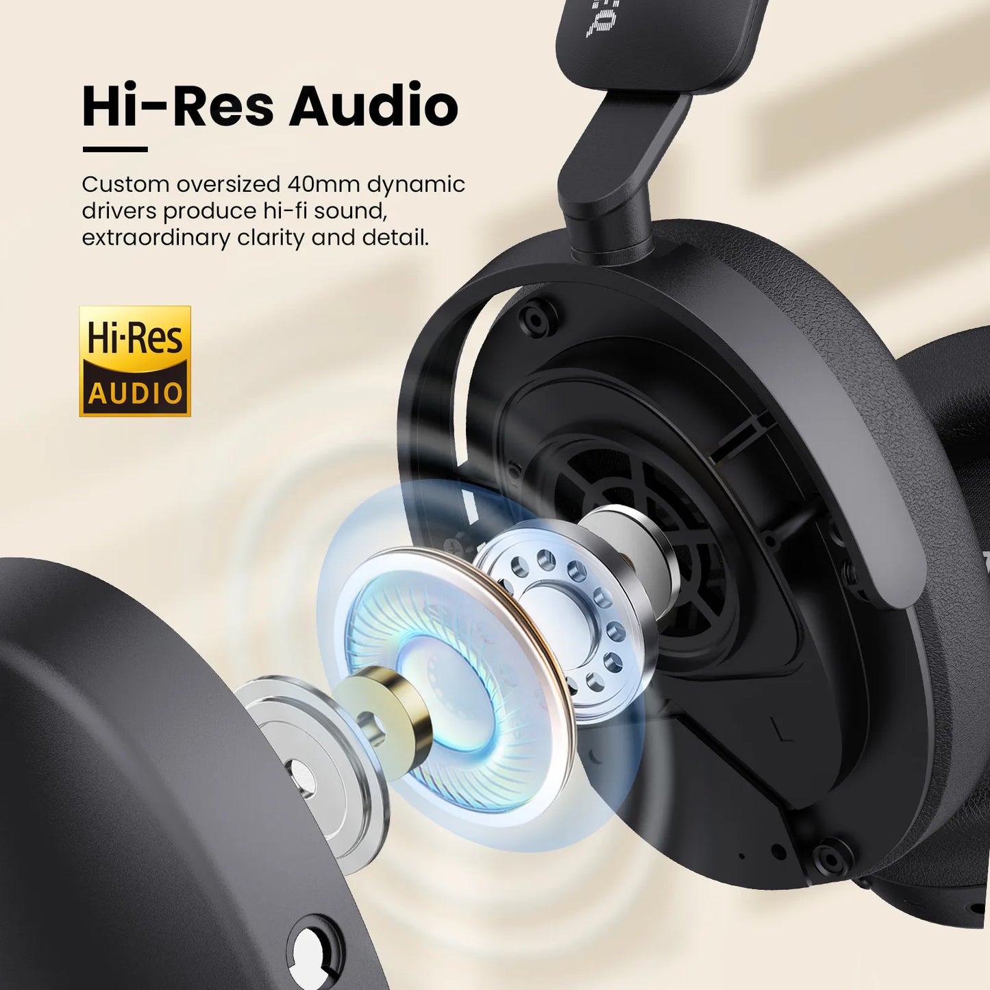 Oneodio SuperEQ A200 kabellose Bluetooth 5.4 ANC-Kopfhörer – Over-Ear-Noise-Cancelling-Headset mit ENC-Mikrofon, Hi-Res Audio & App-Steuerung