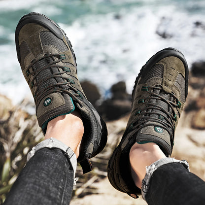 HIKEUP Herre-vandresko i ruskind, udendørssko, slidstærke herresko til trekking, vandring, jagt og taktiske sneakers