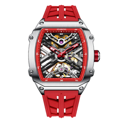 STARKING Men's Waterproof Sports Mechanical Watches Wear-resistant Silicone Strap Automatic Watch Luminous Tonneau Luxury Watch