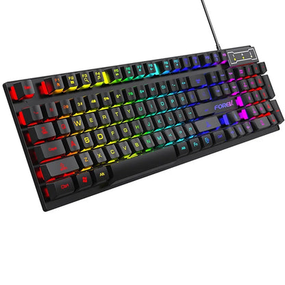 Kebidumei 104 key Backlit Mechanical Keyboard Wired Gaming Keyboard Luminous keyboard And Mouse Set for Gamer PC Laptop Office