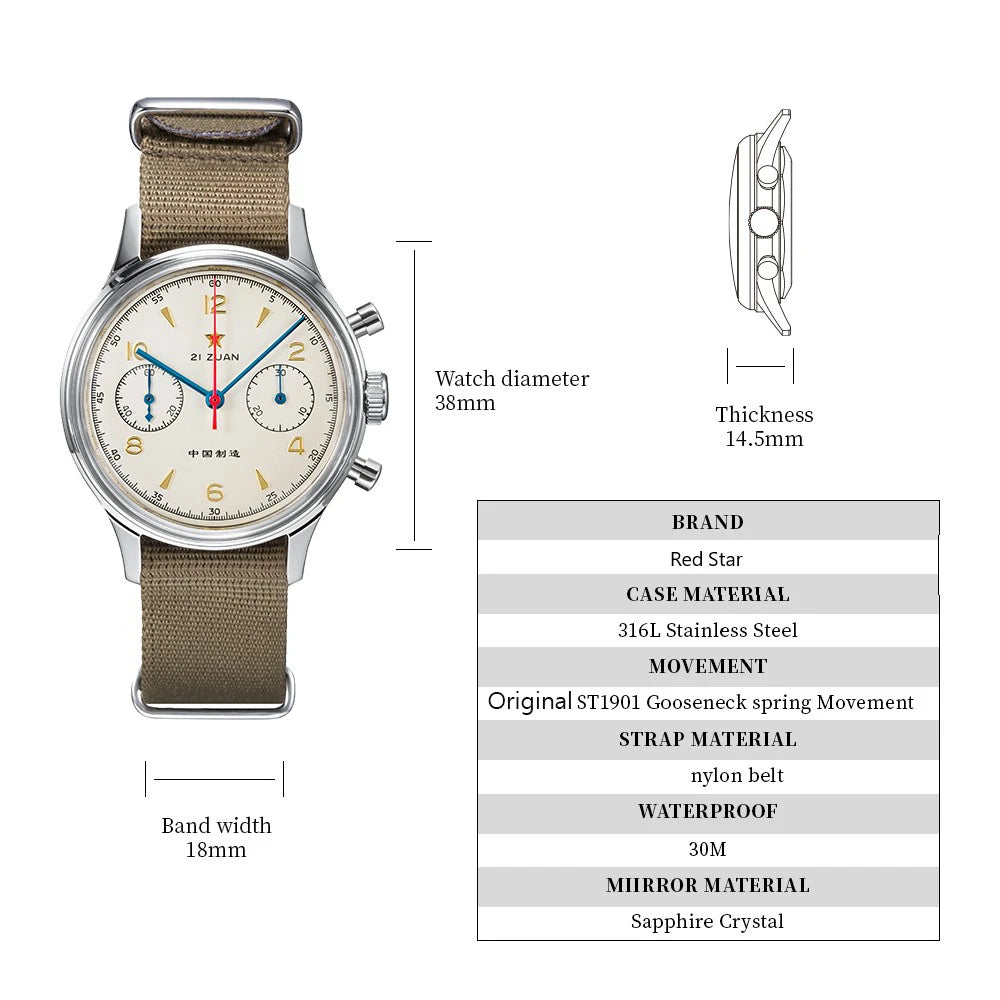 SEAKOSS 1963 Chronograph 42mm 40mm 38mm Sapphire Original Seagull ST1901 Movement With Gooseneck Pilot Men's Mechanical Watches