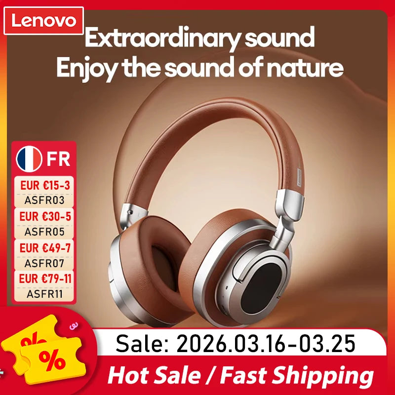 Cuffie over-ear Lenovo LE602 Bluetooth 6.0 – Headset gaming HiFi stereo ANC wireless e cablato con microfono ENC HD
