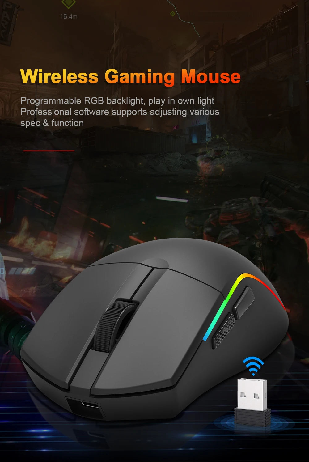 REDRAGON DEICIDE M816 PRO RGB USB mit Bluetooth-Unterstützung, 2.4G kabellose Gaming-Maus, 26000 DPI, 6 Tasten für Gamer, kabelgebundene Computermaus