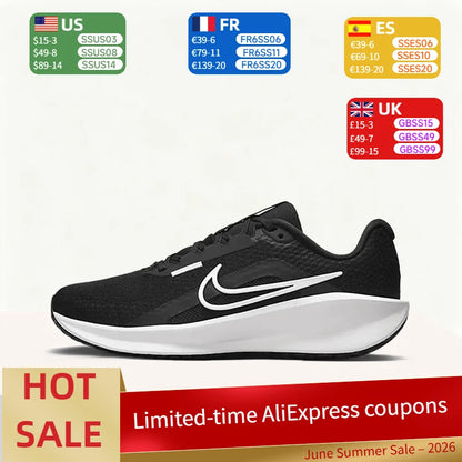 Nike DOWNSHIFTER 13 Comfort Fabric Prodyšné nízké ležérní městské běžecké boty pro ženy, černé/bílé FD6476-001