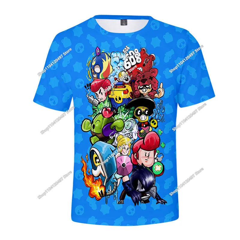 Newest 2026 Brawl Stars 3D Print Tops Cartoon Children Short Sleeve T-shirt Summer Popluar Men Funny Tees