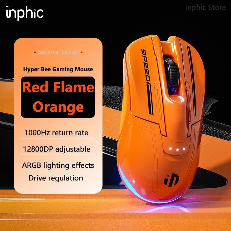 INPHIC Super Racing Car Series kabellose Bluetooth-Gaming-Maus 500mA mit Akkustandsanzeige und anpassbaren Lichteffekten