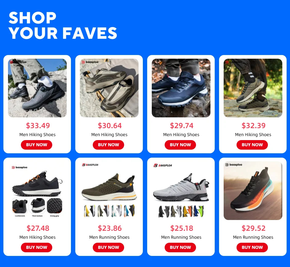 Baasploa New Running Shoes Men Outdoor Fashion Lightweight Mesh Sports Shoes Male Casual Breathable Non-Slip Walking Shoes