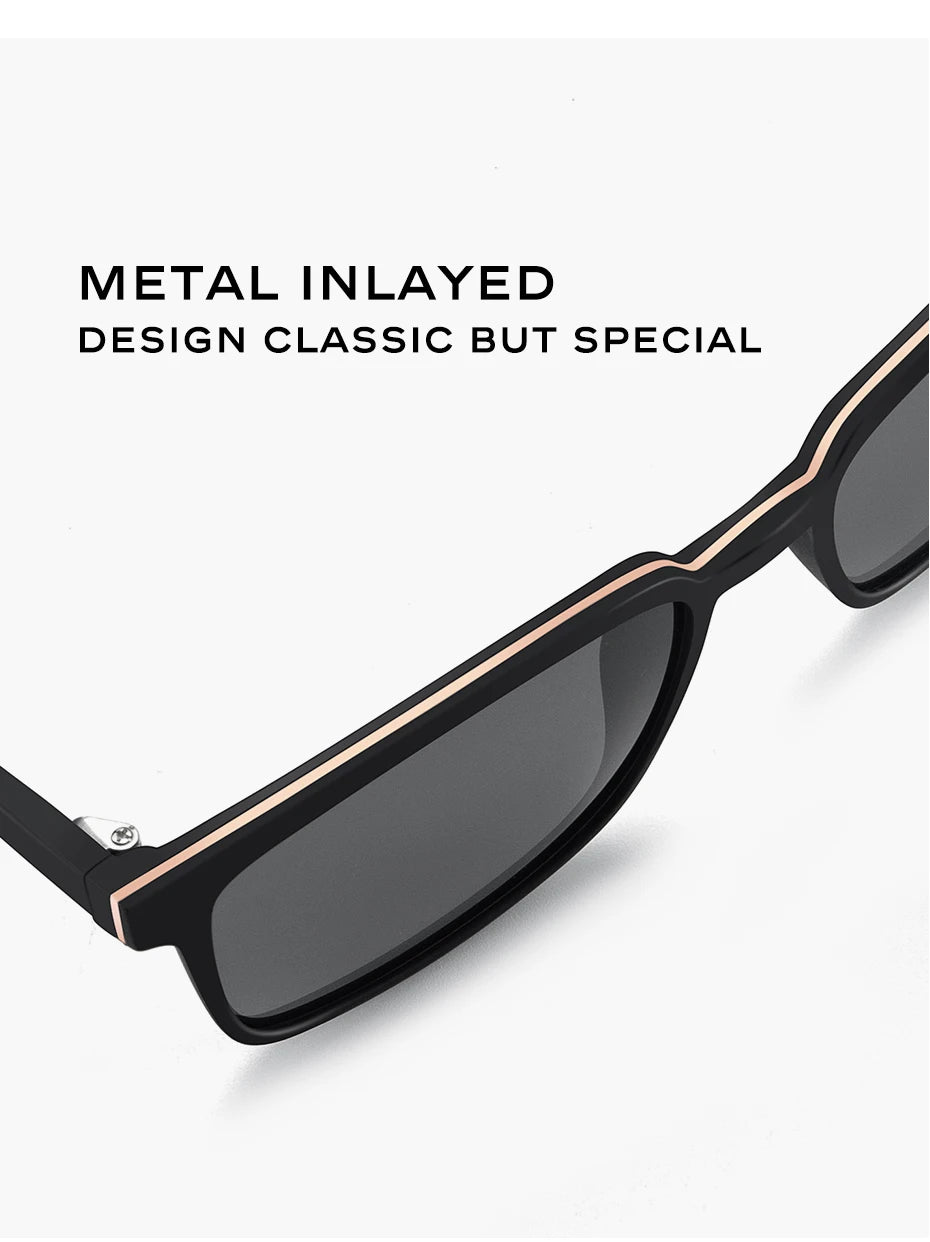 CAPONI Men's Sunglasses Polarized Classic Design Eyewear Protect Eyes Black Shades For Male Outdoor Driving Sun Glasses CP6199