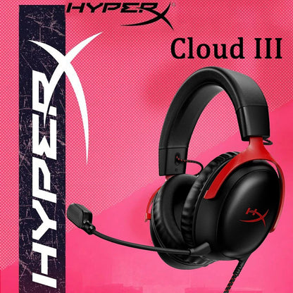 Auscultadores Gaming com Fio HyperX Cloud III com Áudio Espacial DTS X, Drivers de 53mm, Microfone com Cancelamento de Ruído – Auscultadores Gaming USB e 3.5mm para PC, PS5, Xbox e Switch