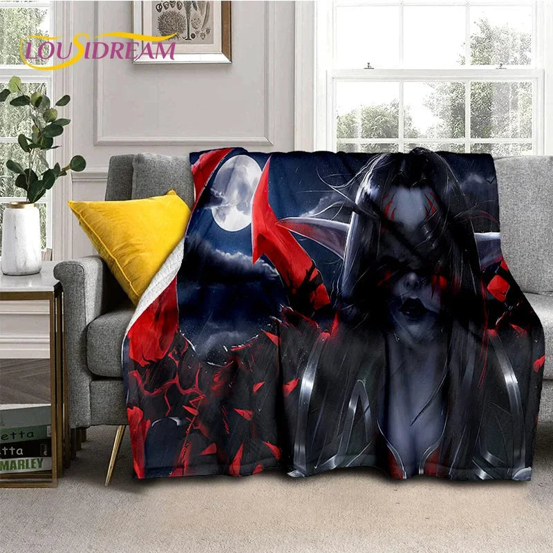 WOW, World of Warcraft  Demon Hunter, Lich King Game Flannel Blanket for Beds Bedroom Sofa Picnic,Throw Blanket Outdoor Leisure