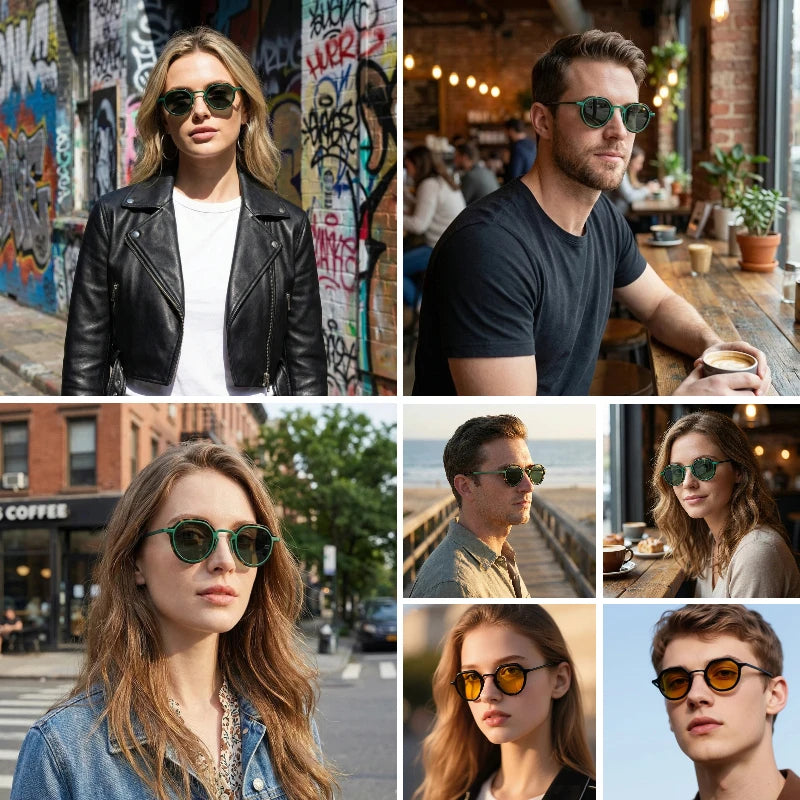 ChicOptix Fashionable Retro Acetate and Metal Sunglasses Unisex Luxury Brand Designer Style UV400 UV Protection Outdoor Casual