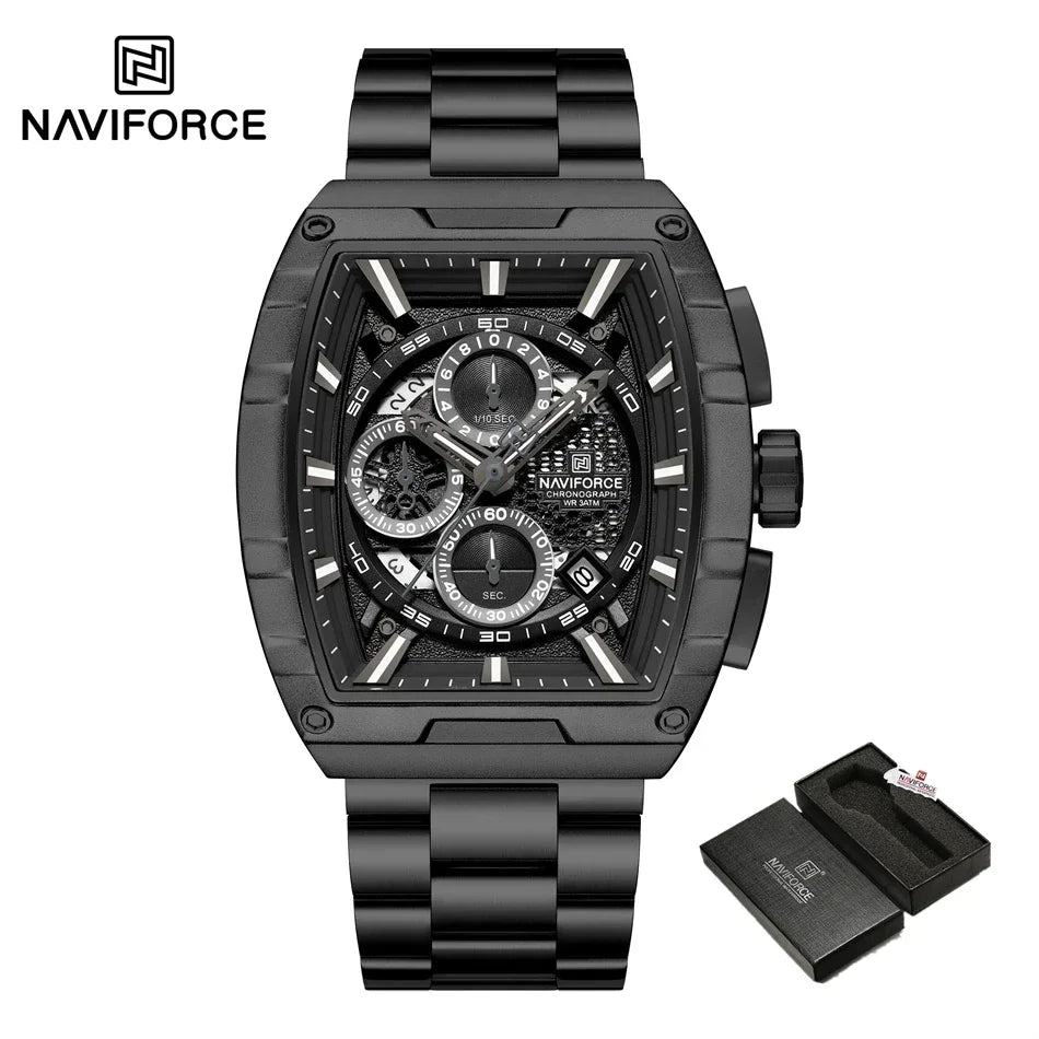 NAVIFORCE Top Brand Men's Watches Luxury Tonneau Quartz Wristwatch Waterproof Chronograph Watch for Men 2025 Auto Date Clock