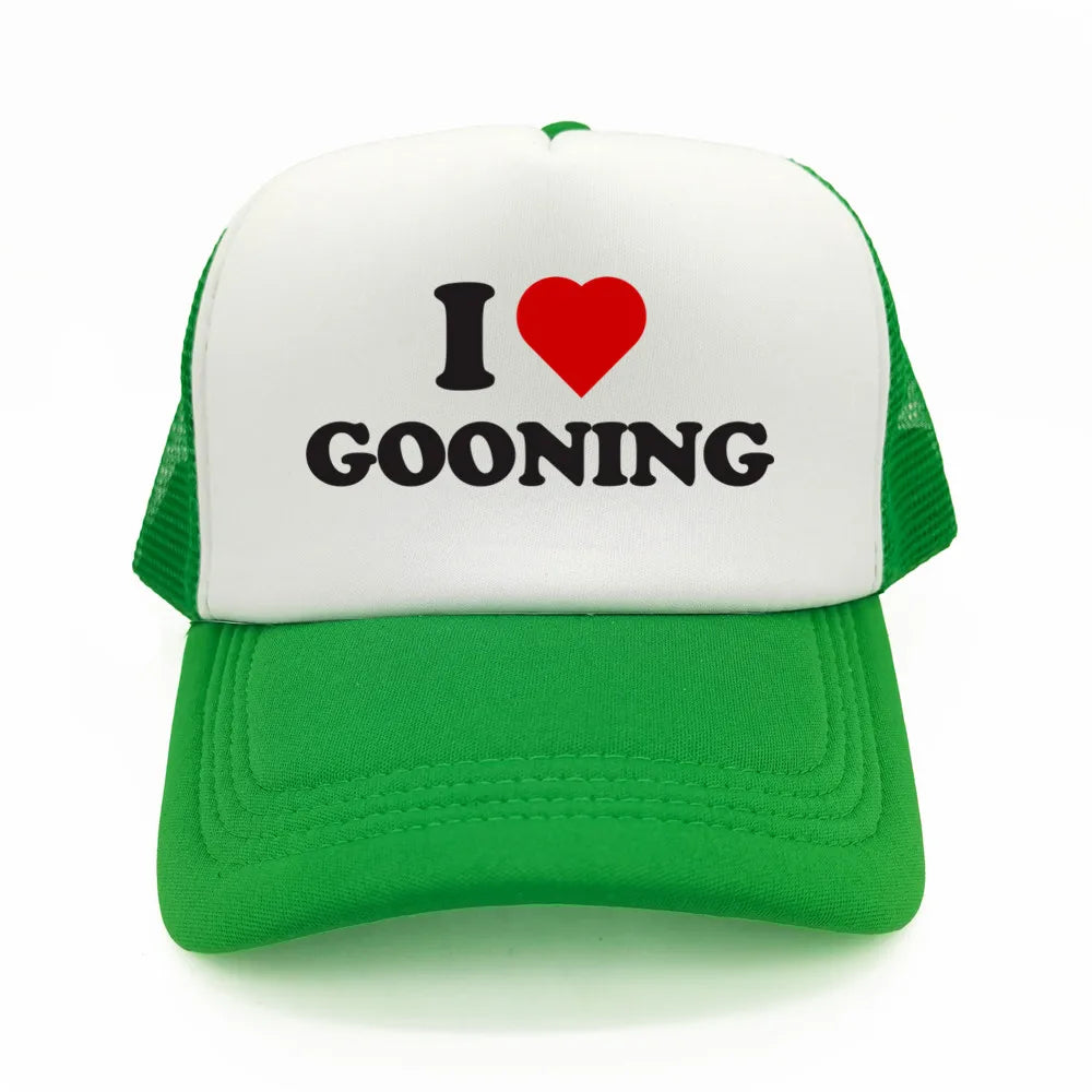 Αστεία καπέλα μπέιζμπολ «I Love Gooning» – Δροσερά καλοκαιρινά ανδρικά καπέλα από πλέγμα – Χιουμοριστικά καπέλα τύπου «Trucker» – Unisex καπέλα από πλέγμα για υπαίθριες δραστηριότητες – MZ-080