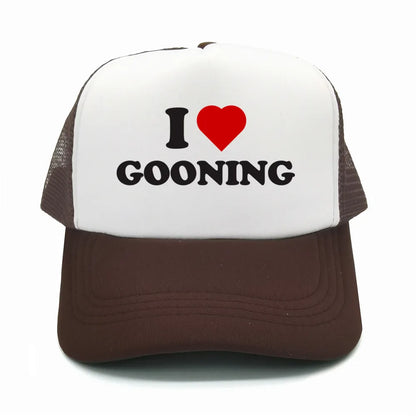 Αστεία καπέλα μπέιζμπολ «I Love Gooning» – Δροσερά καλοκαιρινά ανδρικά καπέλα από πλέγμα – Χιουμοριστικά καπέλα τύπου «Trucker» – Unisex καπέλα από πλέγμα για υπαίθριες δραστηριότητες – MZ-080