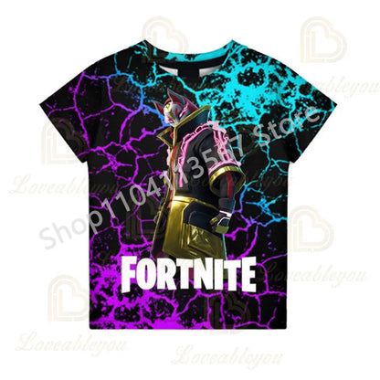 Tricou F-Fortnited pentru tineri, inspirat de jocuri de luptă, tricou de vară cu mânecă scurtă pentru adulți, adolescenți băieți și fete