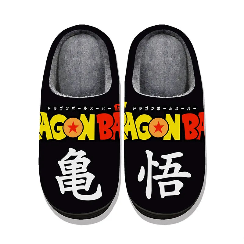 Anime Dragon Ball Plush Slippers Goku Vegeta Winter Fuzzy Warm Cotton Shoes Cute Cosplay Men Home Indoor Non-Slip Slipper Gifts