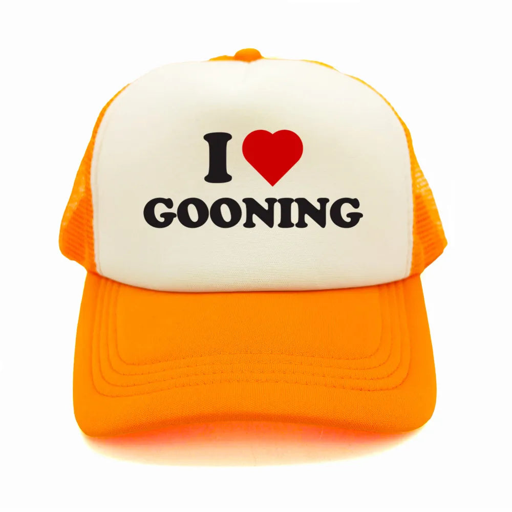 Αστεία καπέλα μπέιζμπολ «I Love Gooning» – Δροσερά καλοκαιρινά ανδρικά καπέλα από πλέγμα – Χιουμοριστικά καπέλα τύπου «Trucker» – Unisex καπέλα από πλέγμα για υπαίθριες δραστηριότητες – MZ-080