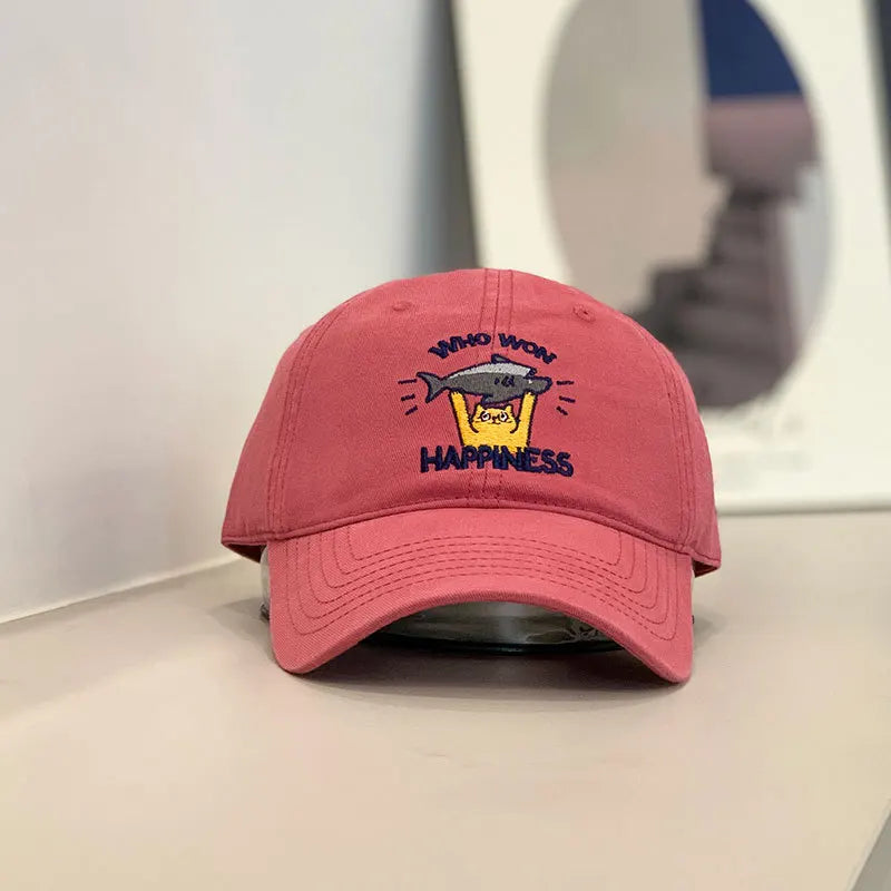 Baseball Cap Women Men Cat Fish Embroidery Snapback Hats For Women Dad Hat Female Couple Sunshade Outdoor Street Soft Top New