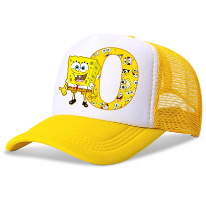 Spongebob-baseballkasketter til børn – kawaii-tegneserie med bogstaver – afslappet solhat til børn – justerbar kasket med skygge – fødselsdagsgaver