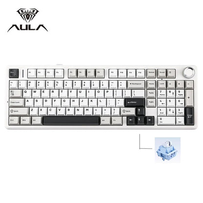 AULA F99 PRO Wireless Gaming Mechanical Keyboard 99 Keys Hot Swappable Gasket Structure 96% 8000mAh Battery Keyboard with Knob