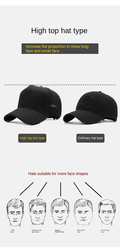 Big Head Plus Size Summer Mesh Baseball Cap for Men Women Trucker Breathable Hat Adjustable for Outdoor Sports Running