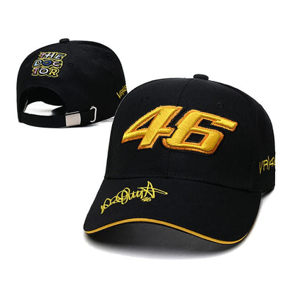 Boné de basebol unissexo hip-hop com letras, ajustável, n.º 46, design F1 Racing e motociclismo, para desporto ao ar livre, casual, com proteção solar para homem