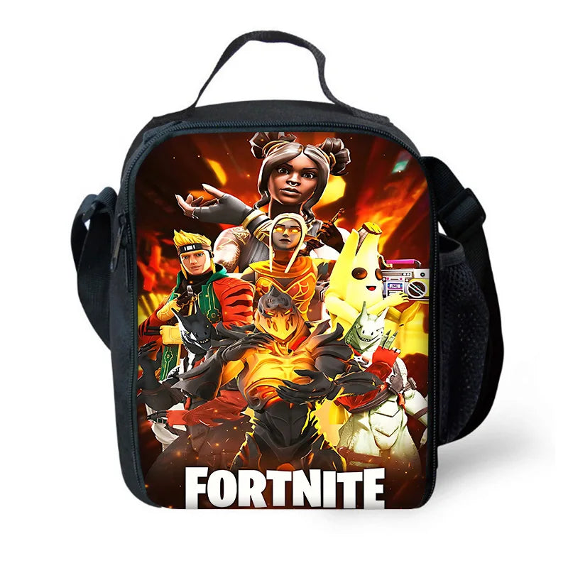 Mochilas Infantis de Design Gaming F-FortniteS com Lancheira e Estojo, Mochilas Escolares de Grande Capacidade para Meninos e Meninas, Melhor Presente