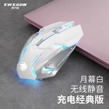 Ratón gaming Frontline rosa con cable, silencioso, mecánico, esports, inalámbrico Bluetooth para oficina, ordenador, diseño atractivo y estilo cute para chica