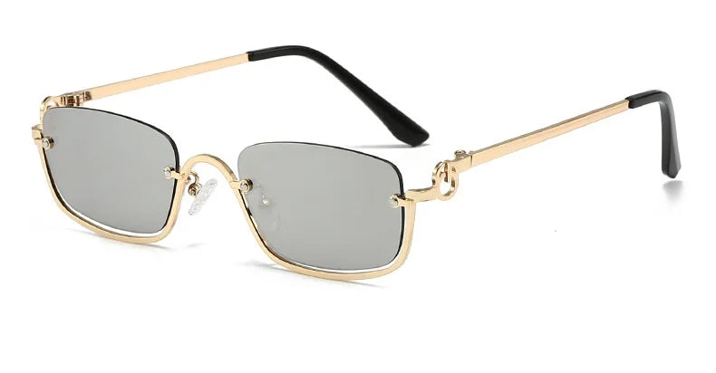 New retro metal small half frame sunglasses fashionable small square frame popular sunglasses brand designer sunglasses UV400