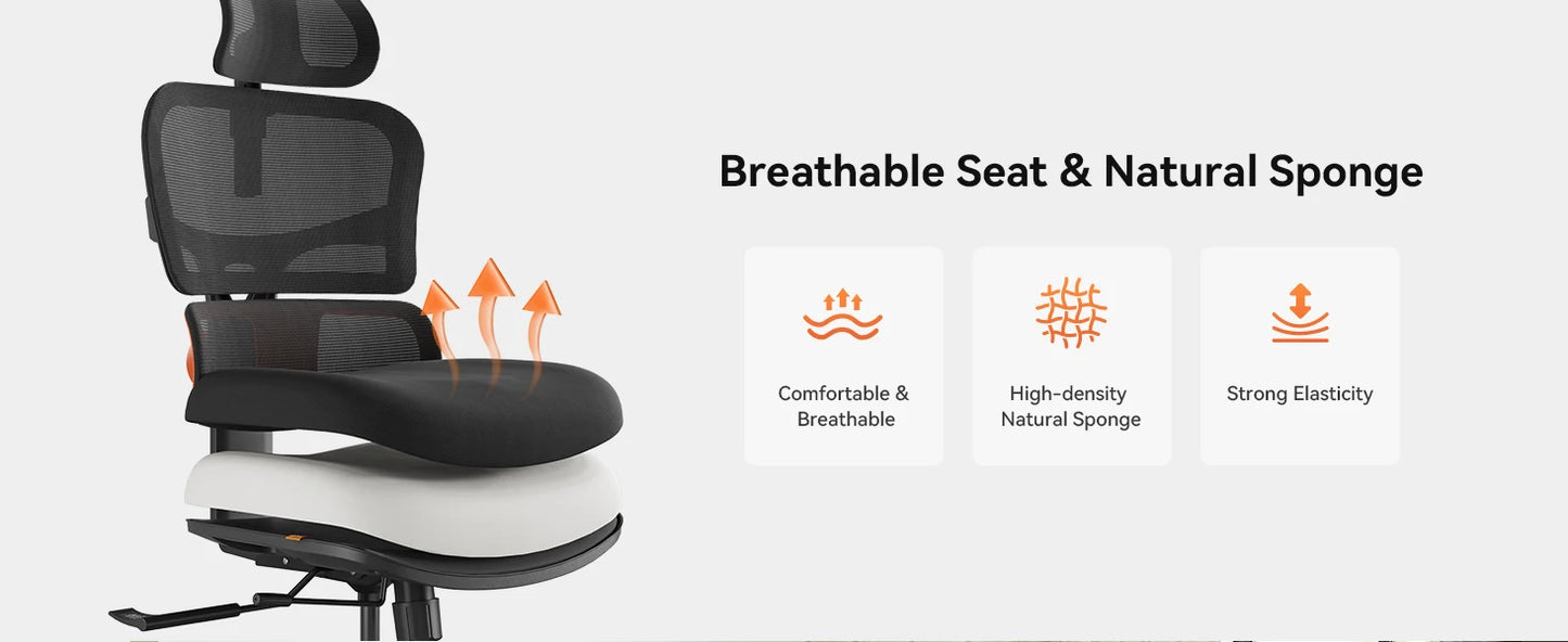 Newtral NT001 Ergonomic Office Chair with Auto-Following Lumbar Support, Adjustable Armrest Headrest