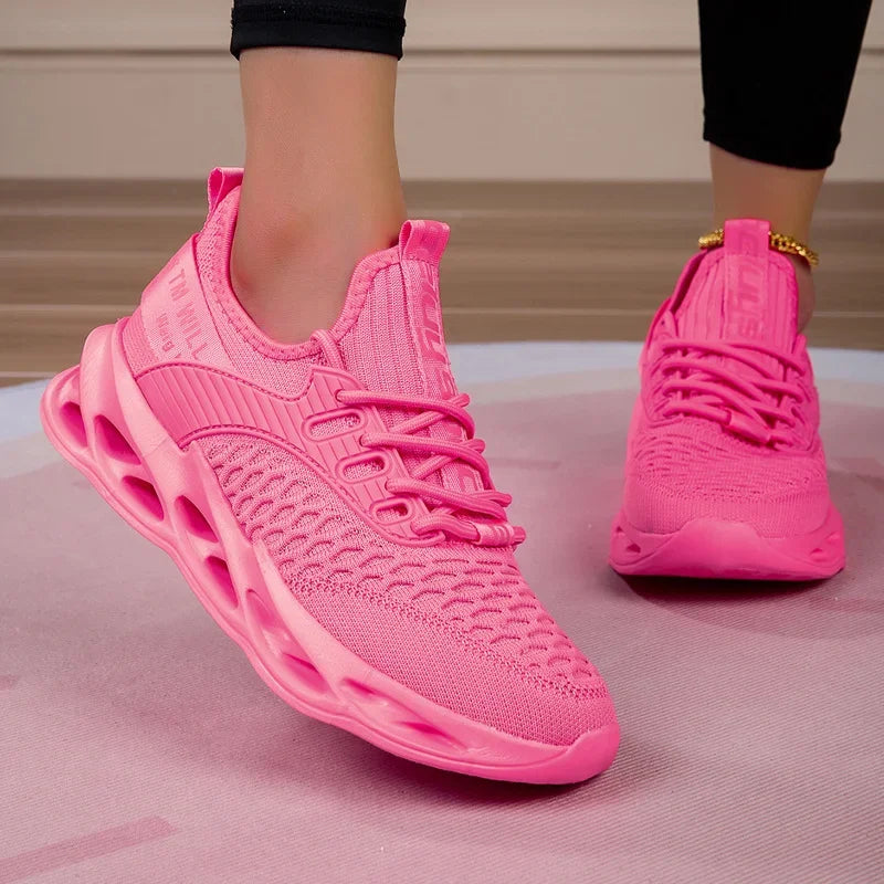Rosa fritidssneakers för damer och herrar Blade-skor storlek 46 Lätta, andningsbara löparskor för herrar Sportiga sneakers i mesh