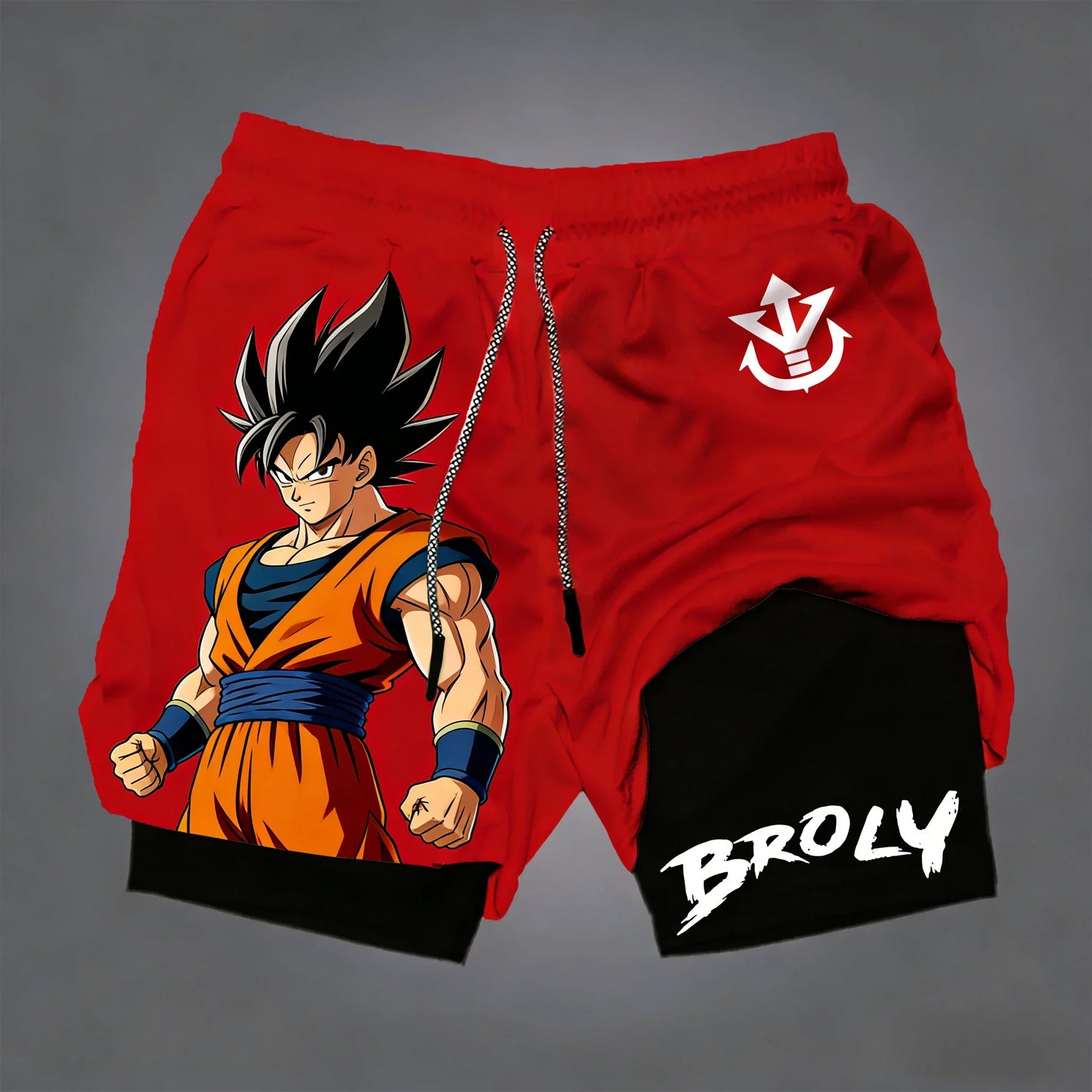 Summer Dragon Ball New Anime Men's and Women's Double-layer Shorts for Sports Combat Training, Breathable Quick Drying Loose Fit