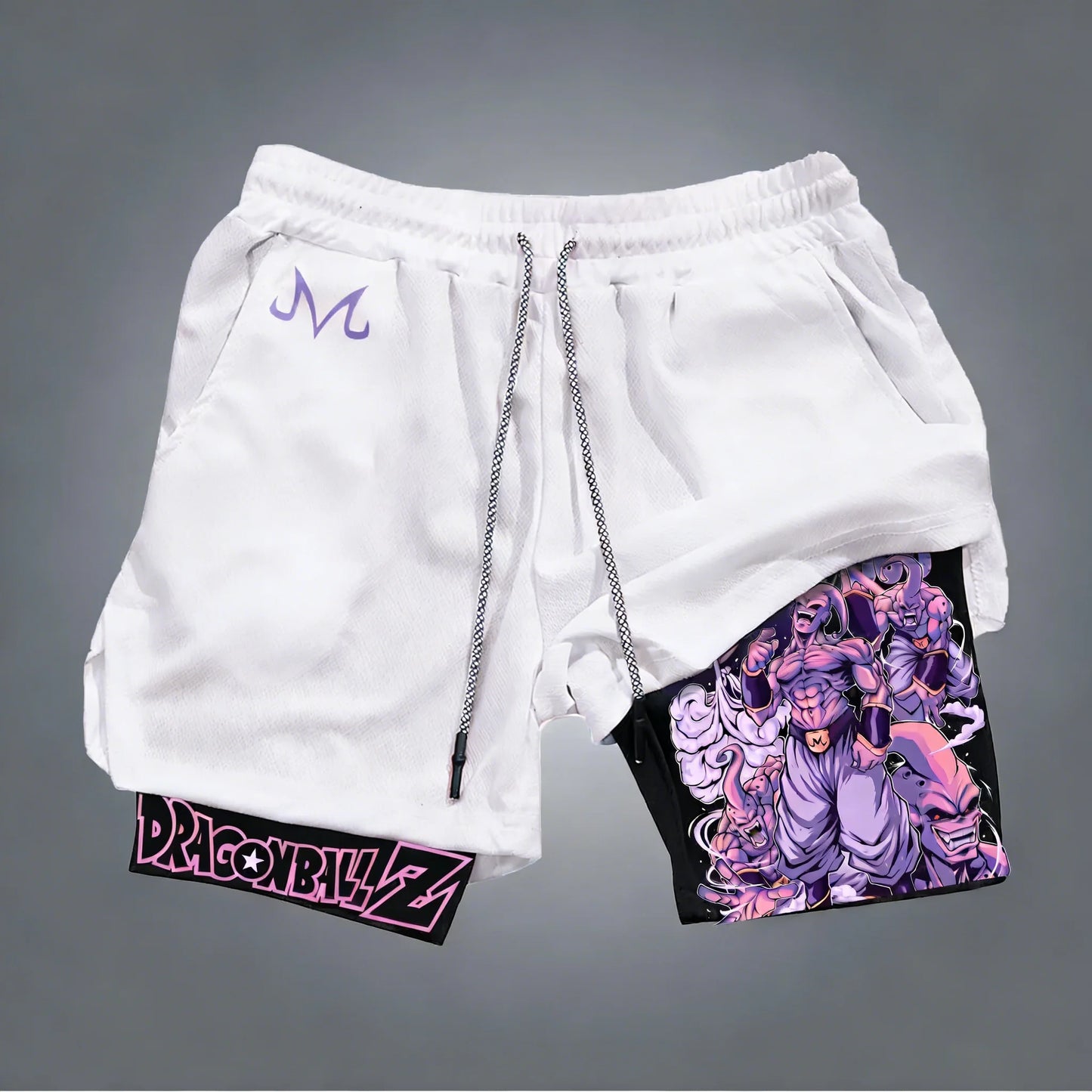 Dragon Ball Anime Majin Buu Trendy Printed Double Layer Shorts 2026 Men's Summer Boxing Sports Quick Drying Breathable Shorts