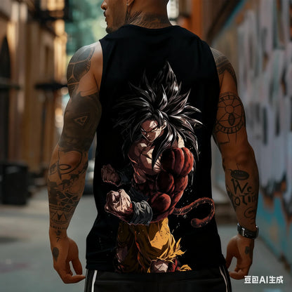 Son Goku Anime Dragon Ball Super Saiyan Harajuku Spring Summer Tank Top Casual Sports Fitness Pure Cotton Sleeveless Shirt Y2K