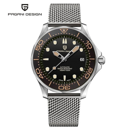 PAGANI DESIGN Men's Watches Mechanical Automatic Watch Sport Ceramic Bezel Luminous Stainless Steel Waterproof Top Watch for Men