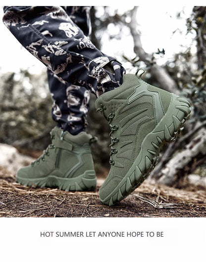 Stivali tattici da combattimento migliorati da uomo per outdoor e campeggio, antiusura, a risposta rapida, scarpe da trekking, pesca e caccia, sneakers da uomo